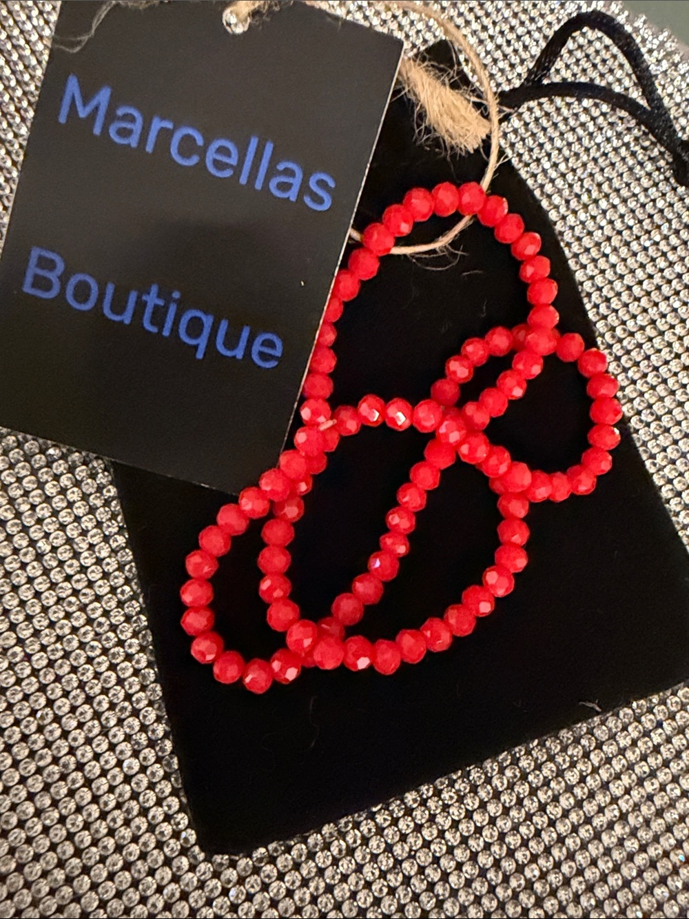 Red Faceted Beaded Bracelet Stack